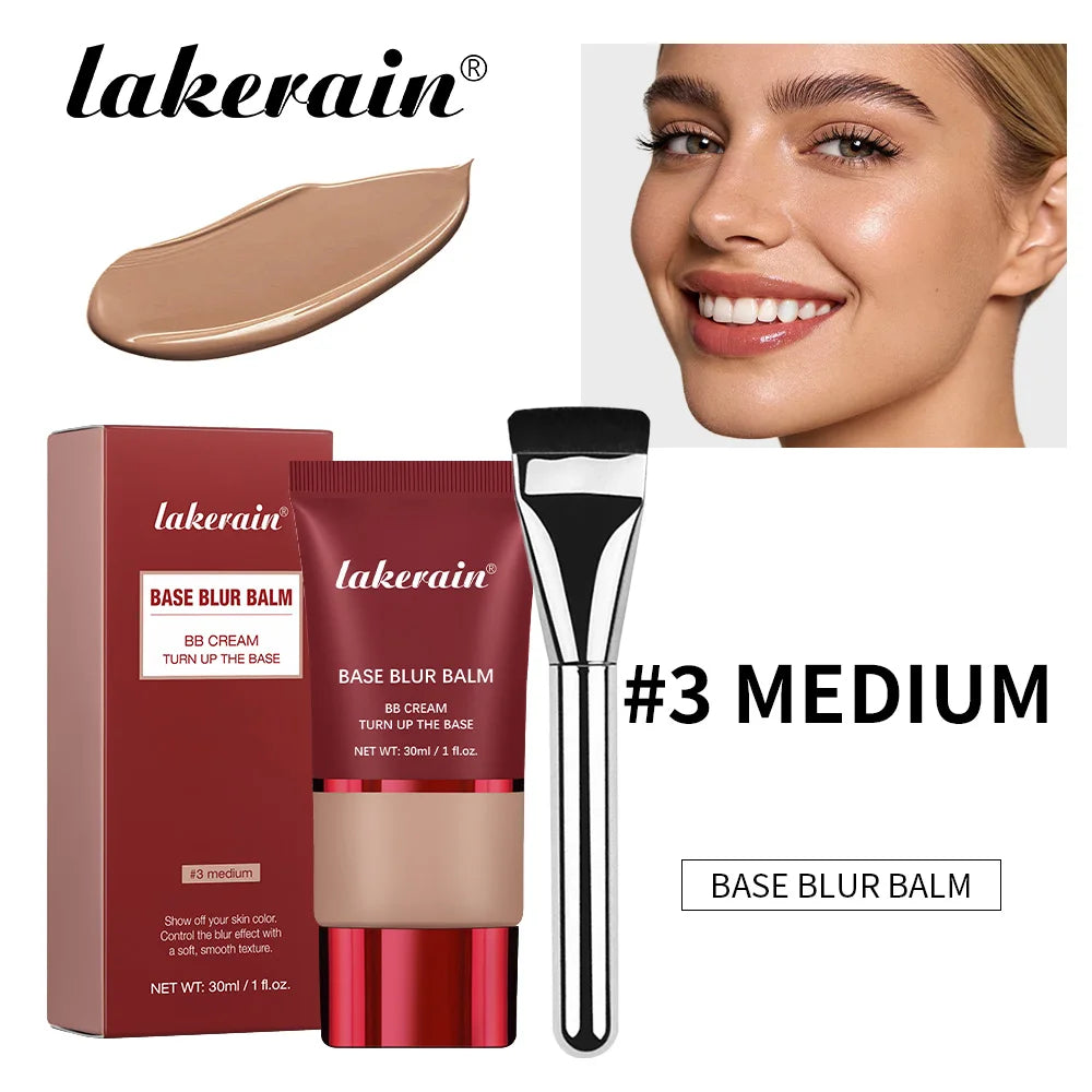 Lakerain Blurring Liquid Foundation & Brush Set | Matte Finish Liquid Foundation Set Oasis Select set3