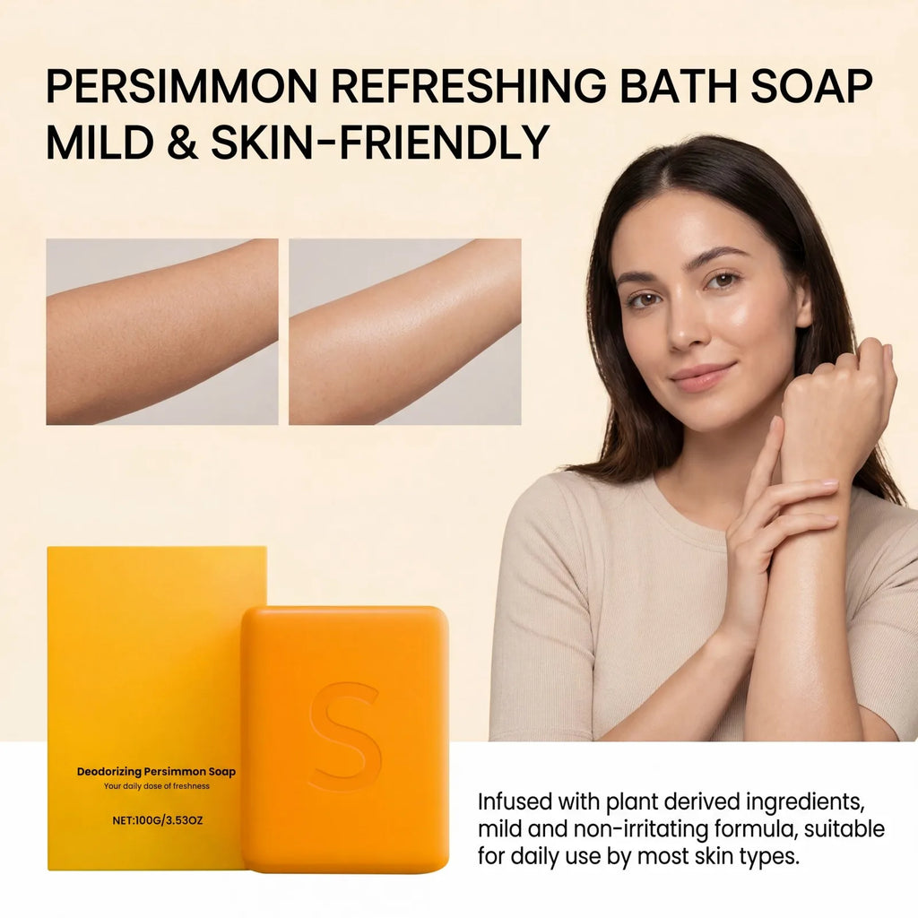Persimmon Bath Soap Refreshing Body Soap Mild Skin Friendly Deep Cleansing Moisturizing Fragrance Daily Bathing Face Body Oasis Select