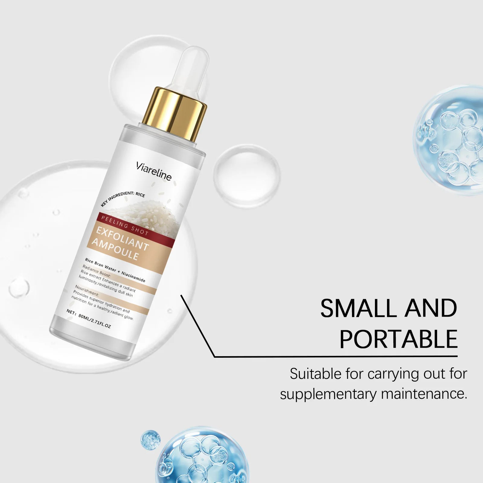 Viareline Rice Exfoliating Face Essence – Pore & Brightening Serum