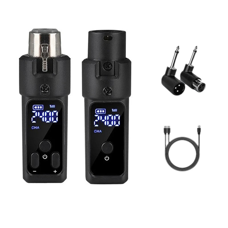 WISH UHF Wireless Microphone Converter XLR Rechargeable Transmitter & Receiver Microphone For 0V Dynamic Microphones Oasis Select Black