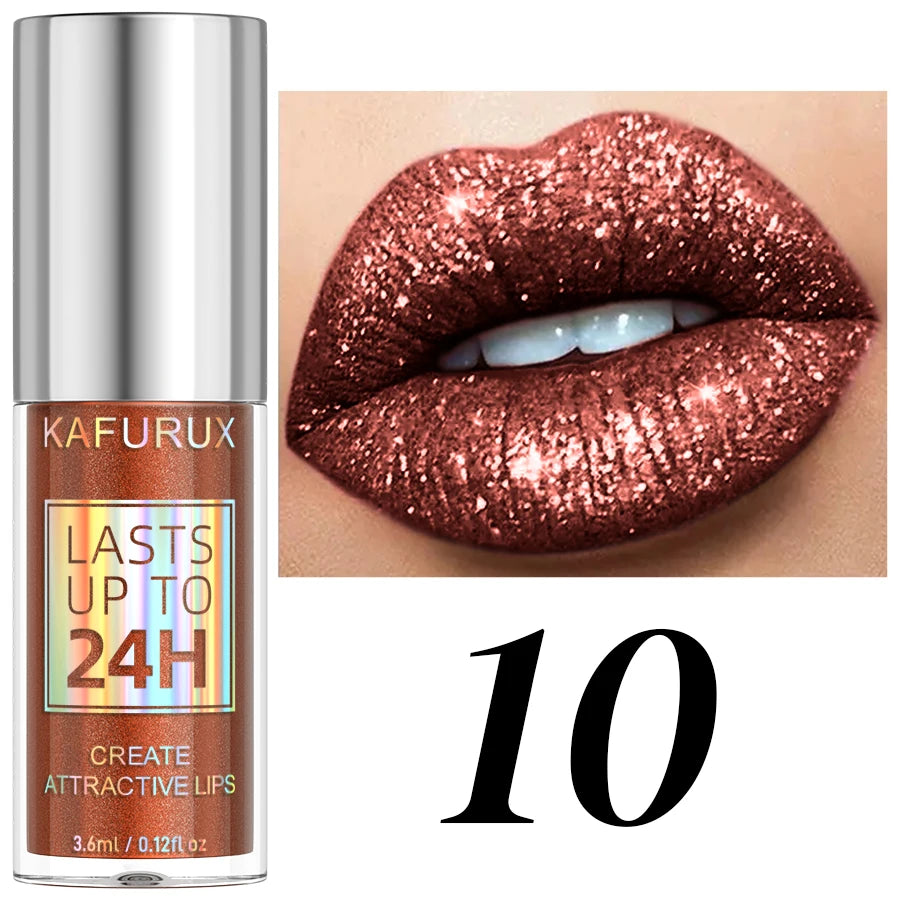 KAFURUX 20-Shade Glitter Liquid Lipstick & Diamond Lip Gloss