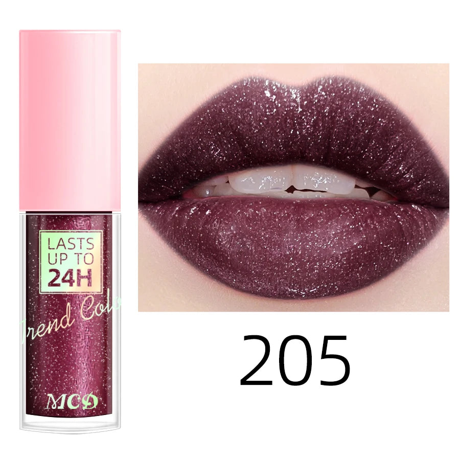 MCD Glitter Lip Gloss – 18 Shades, Waterproof & Long-Lasting