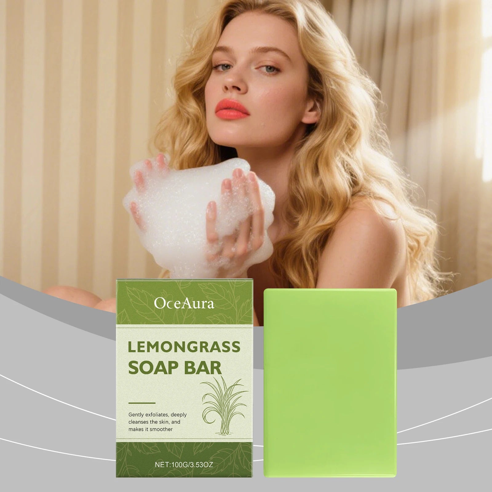 Gentle Exfoliating Lemongrass Soap Herbal Fragrance Daily Bath, Moisturizes and Cleanses Skin, Removes Impurities Skincare Soap Oasis Select