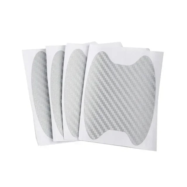 4 pcs/Set Car Door Sticker Carbon Fiber Scratches Resistant Cover Auto Handle Protection Film Exterior Styling Car Accessories Oasis Select Silver 4pcs