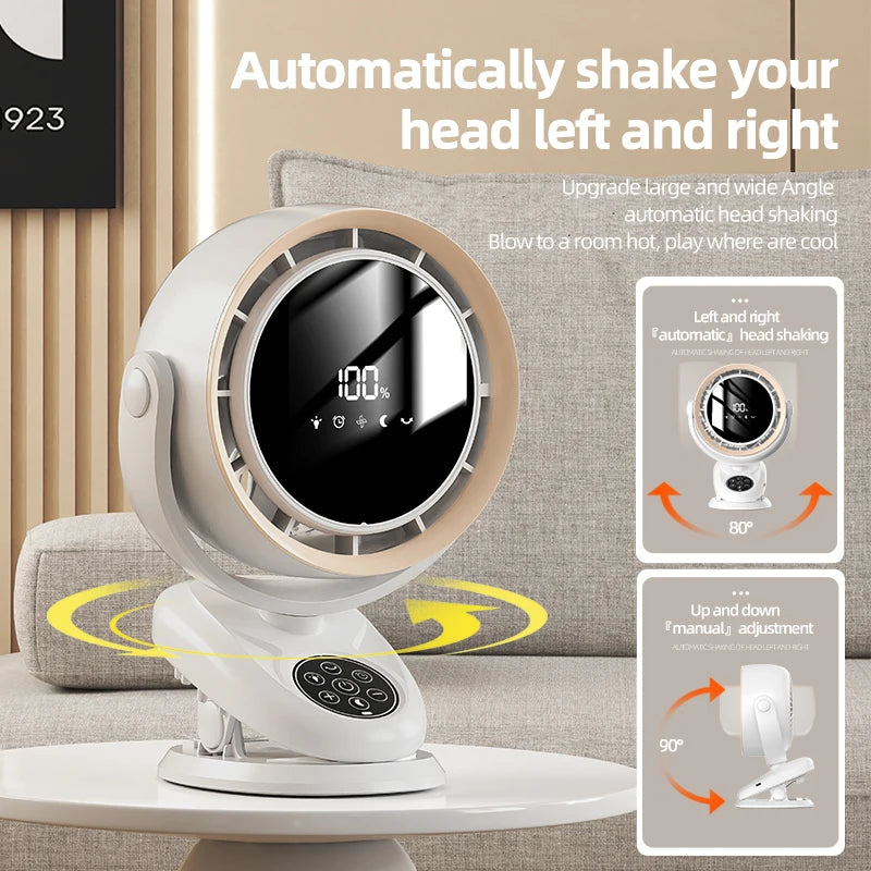 Rechargeable Desktop Clip Fan 4000mAh – Remote & Night Light