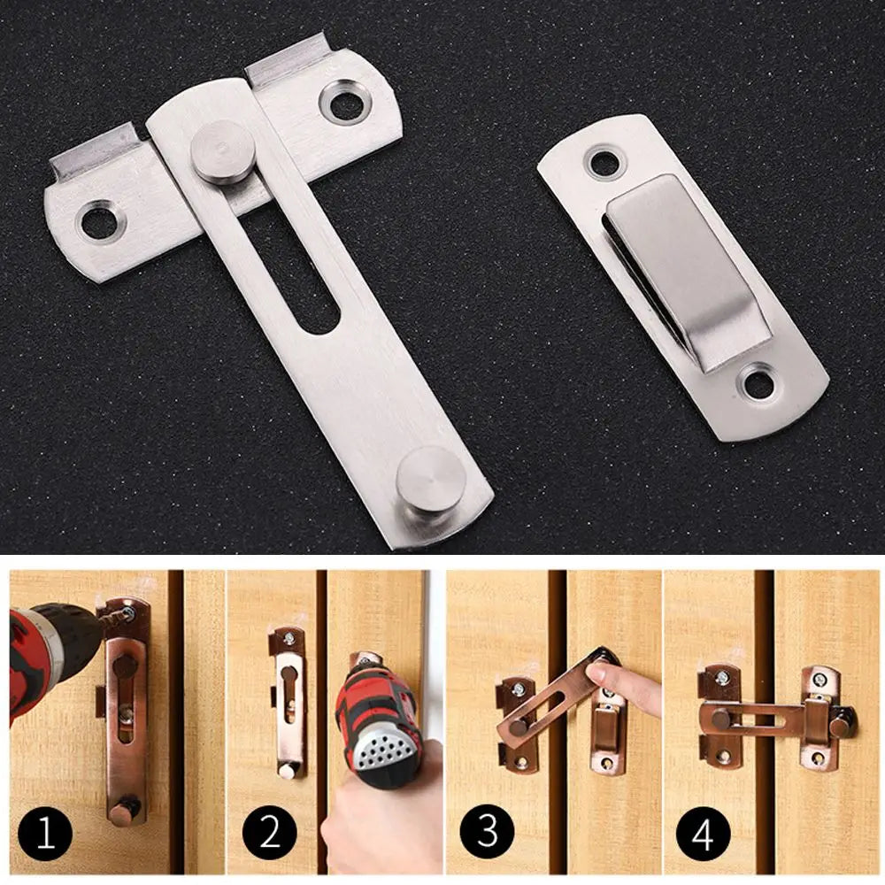 Stainless Steel Straight Lock Buckle Security Hasp Door Bolt Cabinet Catches Window Catch Lock Silent Gate Buckle Padlock Clasp Oasis Select