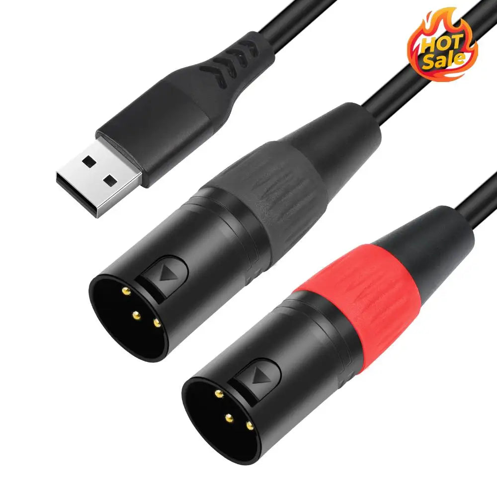 PC USB To Stereo Audio Cable Converter USB A To 2 XLR Male Stereo Audio Cable for Speaker Power Amplifier Oasis Select
