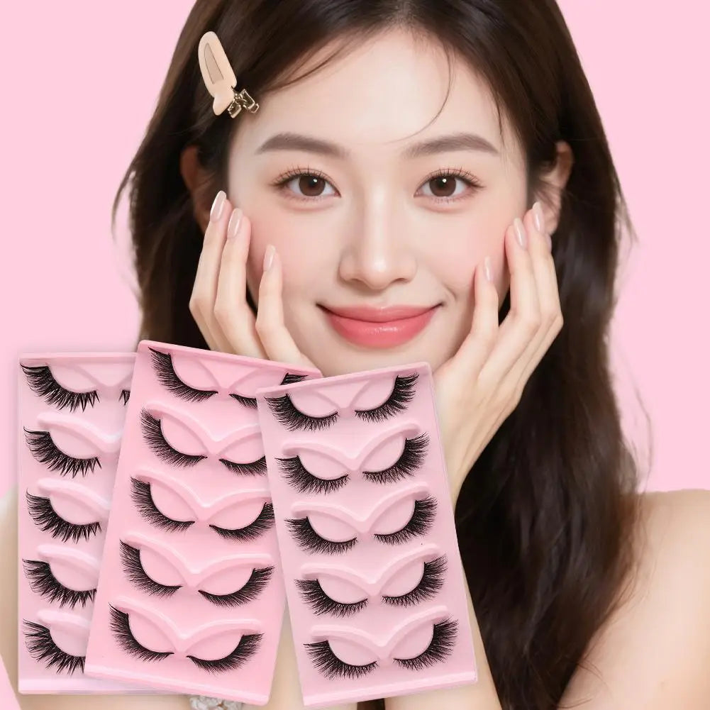 5 Pairs Faux Mink Wispy False Eyelashes – Fluffy Cat Eye Lashes