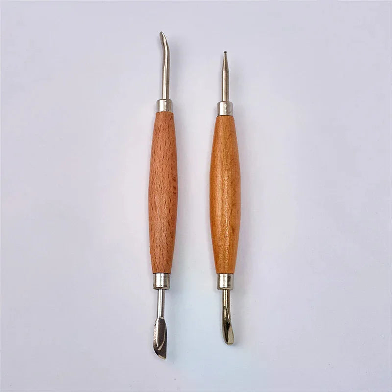 2pcs Leather Craft Tool Set Modeling Stylus Carving Tool Embossing Carving Blade Press Design Tool Oasis Select