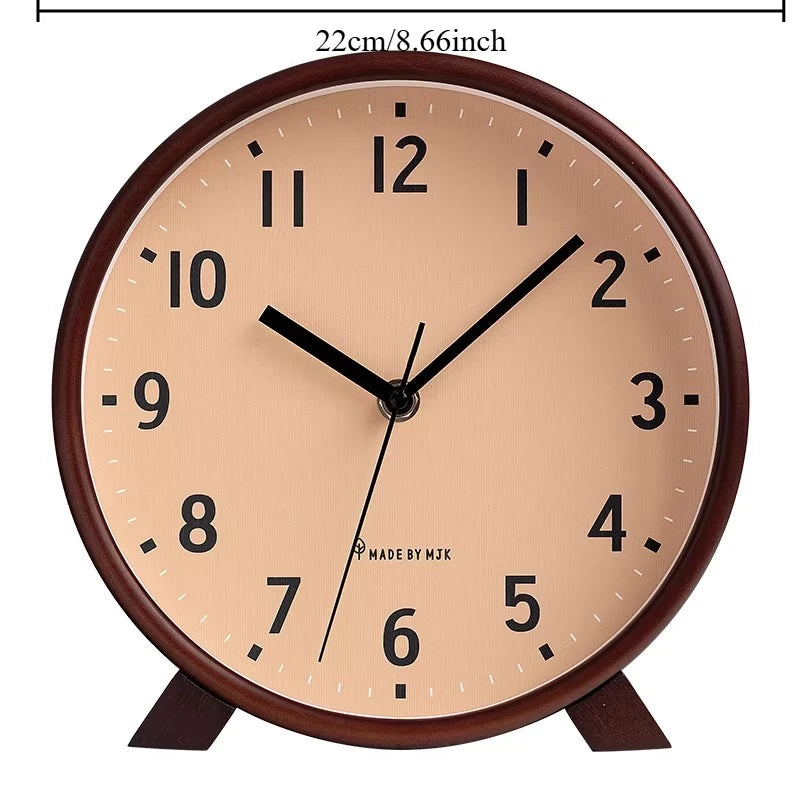 Solid Wood Chinese Retro Clock New Desktop Decoration Living Room Silent Clock Placement Decoration Retro Clock Oasis Select 8inch light coffee