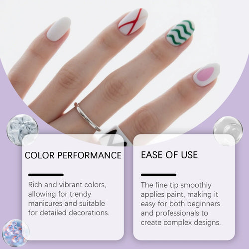 12 Colors Nail Art Marker Pen Set 0.5mm Ultra Fine Water-Based Quick Dry DIY Nail Graffiti Drawing Line Manicure Decoration Tool Oasis Select