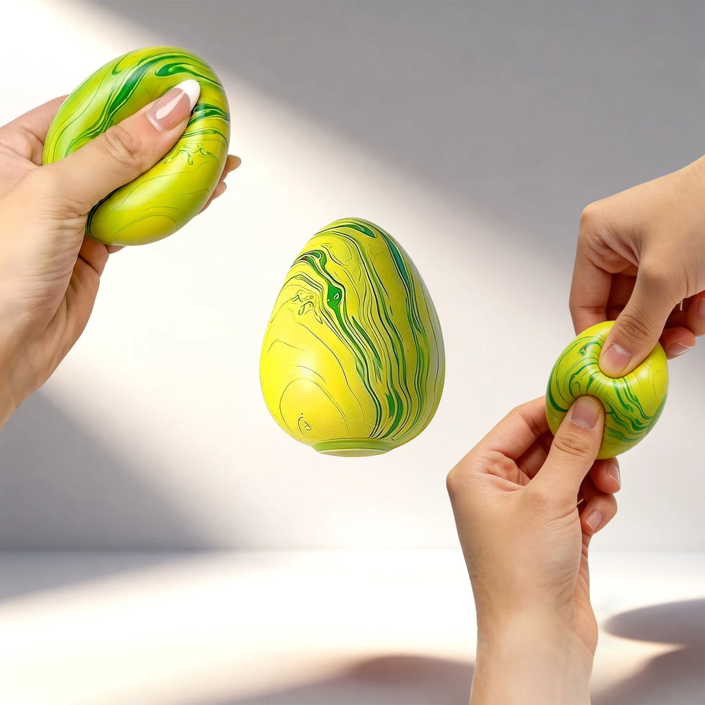 Simulated Egg Stress Ball Toy Cute Stress Relief Toy Slow Rebound Squeeze Toy for Adults Kids Non-bounce Fidget Toy 4 Colors Oasis Select Green