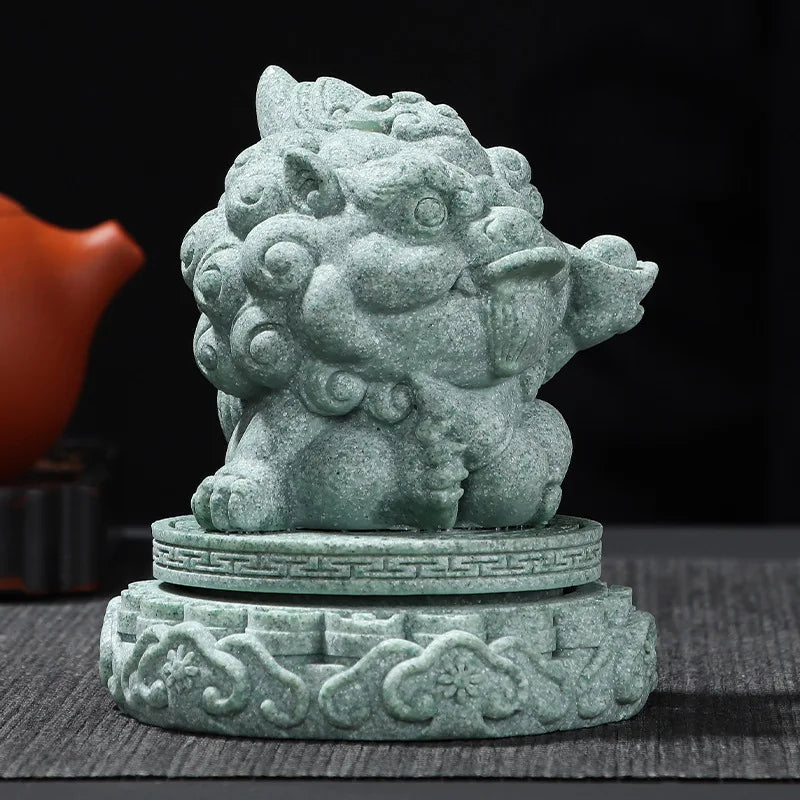 Fortune Comes Creative Pixiu Tea Pet Chinese Style Auspicious Beast Ornament Tea Set Accessory Home Decoration Display Gift Oasis Select