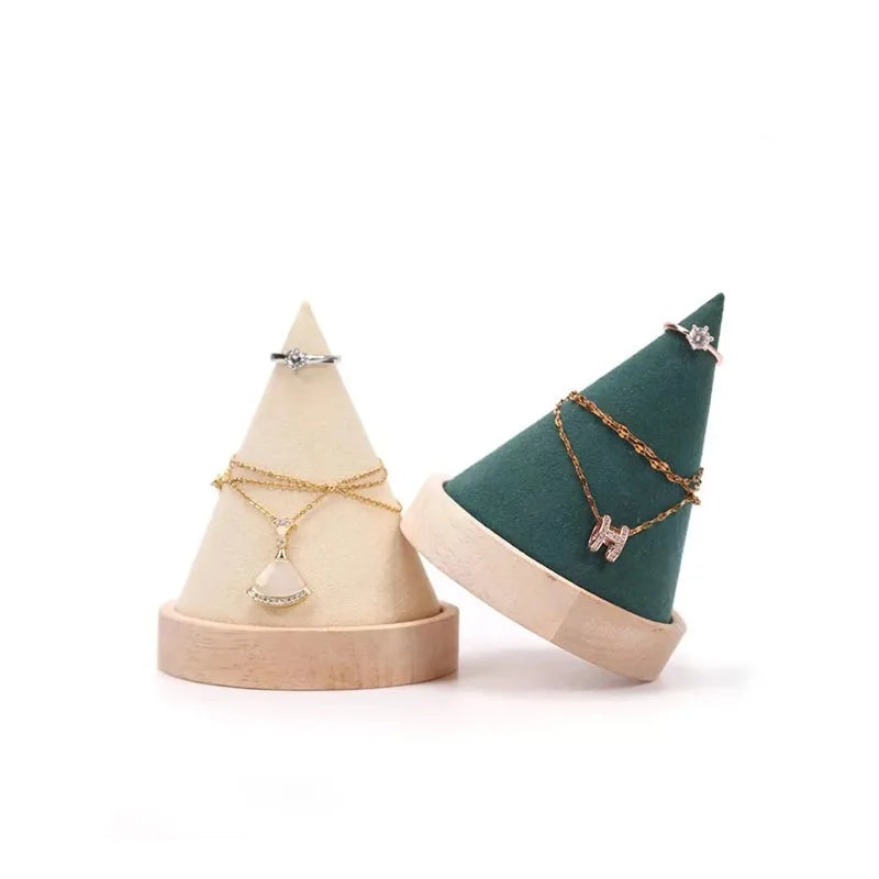 1pcs Creative Wood Cone Bracelet Display Stand Ring Bangle Anklet Chain Necklace Jewelry Storage Rack HolderJewellery Props Oasis Select