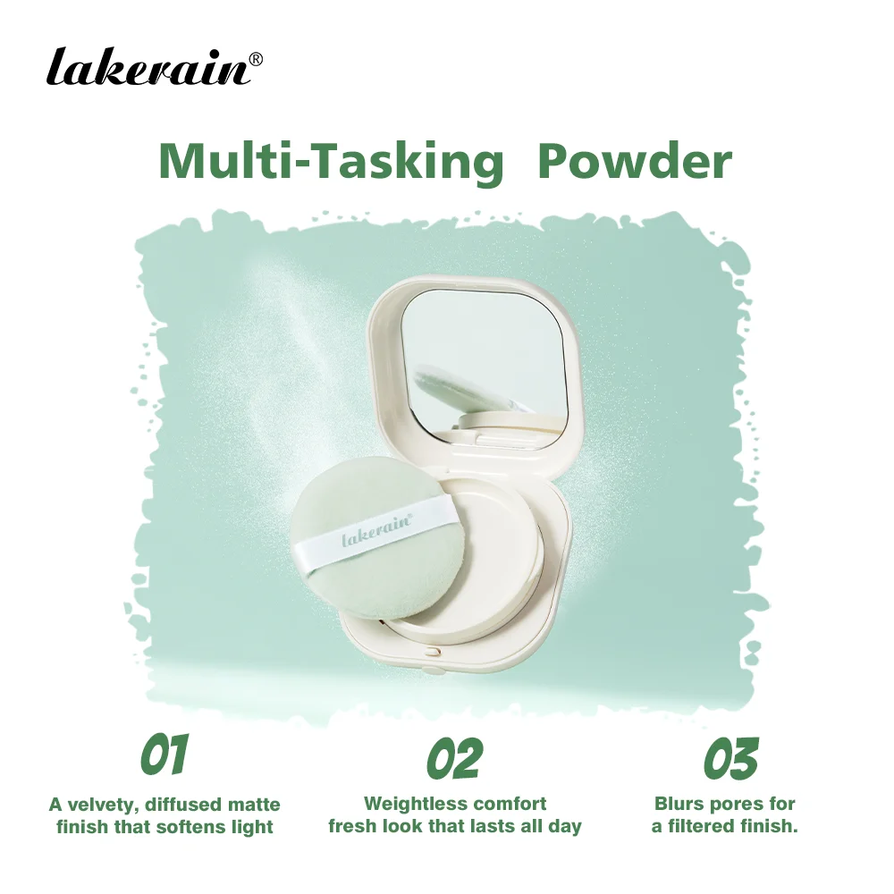 Lakerain Blurring Oil Control Powder Smooth Matte Finish Sweat Humidity Resistant Leak-Proof Design Blurring Hydrating Powder Oasis Select