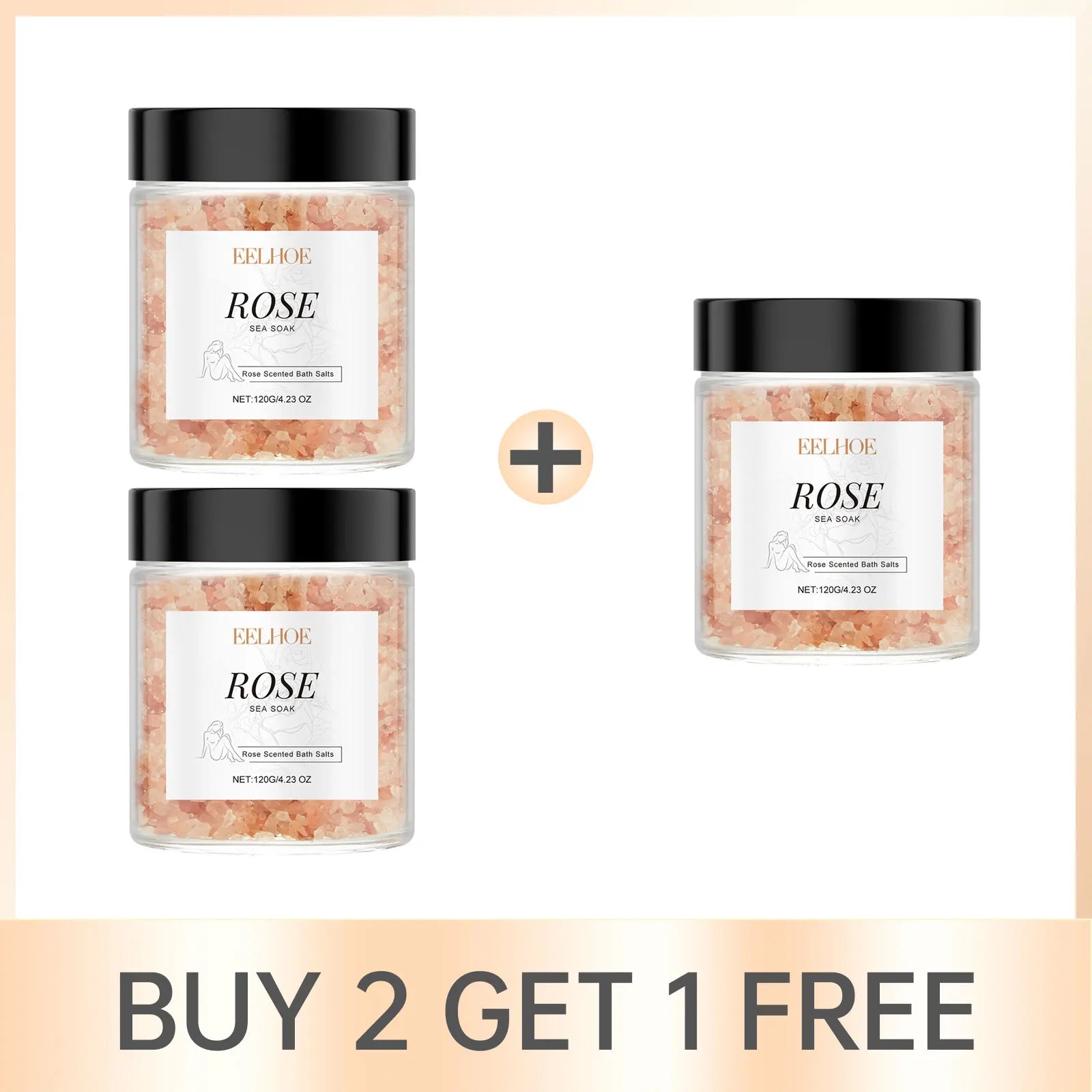 EELHOE Rose Bath Salts – Exfoliating, Pore-Minimizing, Stress Relief Rose Bath Salts Oasis Select Buy 2 Get 1 Free