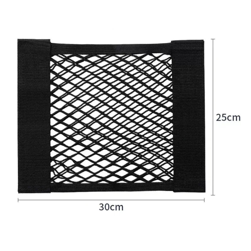 Car Storage Net Stretchable Mesh Pocket Net Magic Elastic Sticker Universal Rear Mesh Trunk Seat Bag Pocket Cage Auto Organizer Oasis Select 30 x 25cm