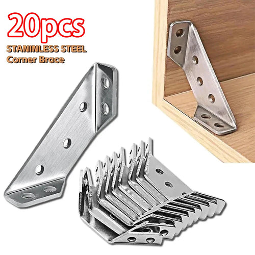 10/20/40pcs Thickened Stainless Steel Angle Code 90 Degrees Right Angle Fixed Bracket Furniture Connectors Oasis Select