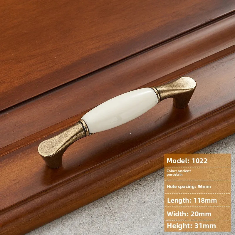 Antique Bronze Ceramic Zinc Alloy Cabinet Handles Drawer Knobs Morning Glory European Style Wardrobe Door Furniture Oasis Select 1022-96
