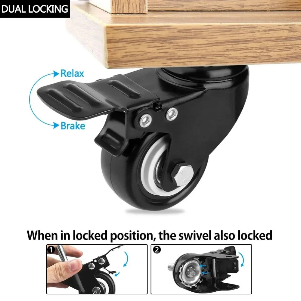 Heavy Duty 1.5"/2" Swivel Caster Wheels Threaded Stem with Brake Trolley Furniture Caster M8/M10 Threaded Stem Oasis Select