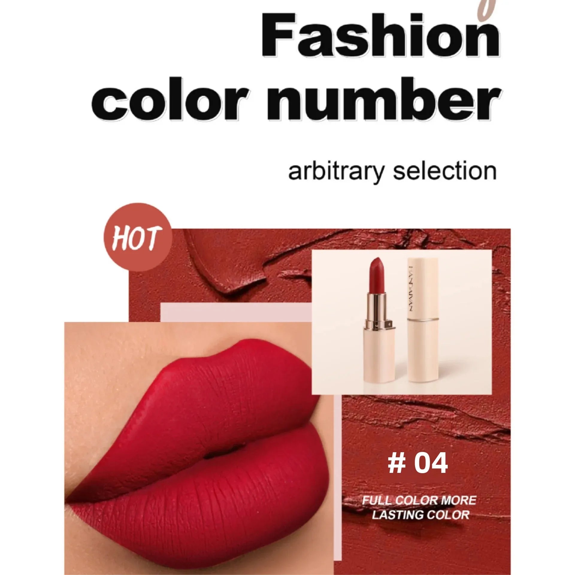 Handaiyan Matte Velvet Lipstick – Waterproof, 8 Colors