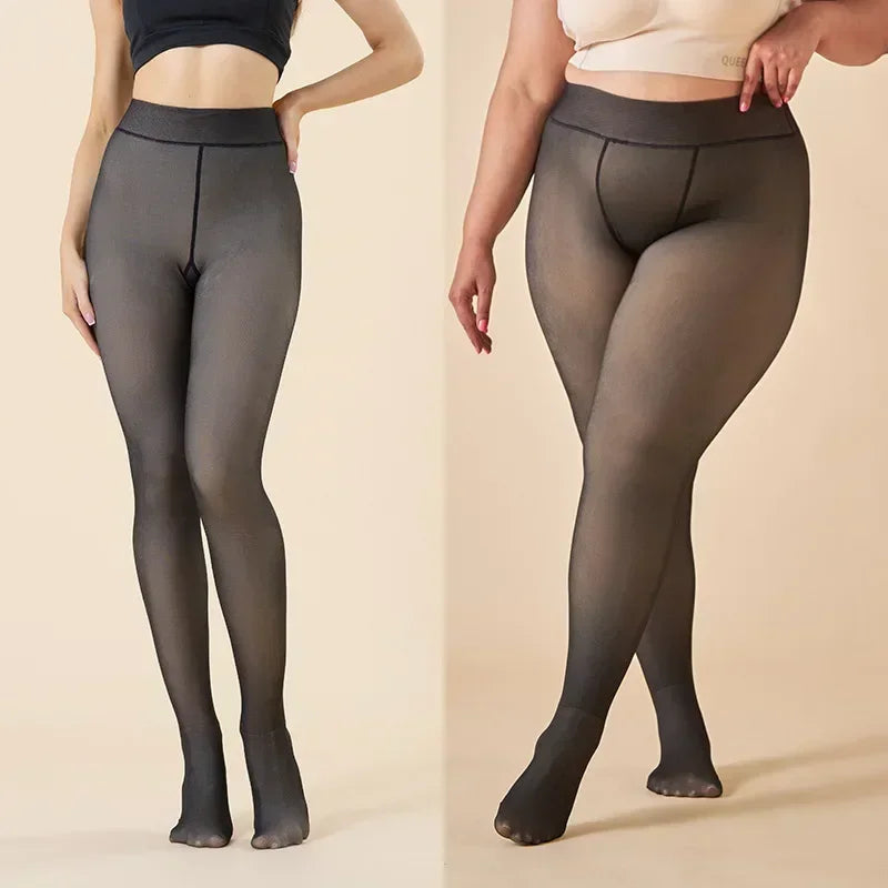 Thicken Warm Tights For Women Winter Thermal Stockings Leggings Sexy Translucent Fleece Velvet Tights Pantyhose Female Pants Oasis Select