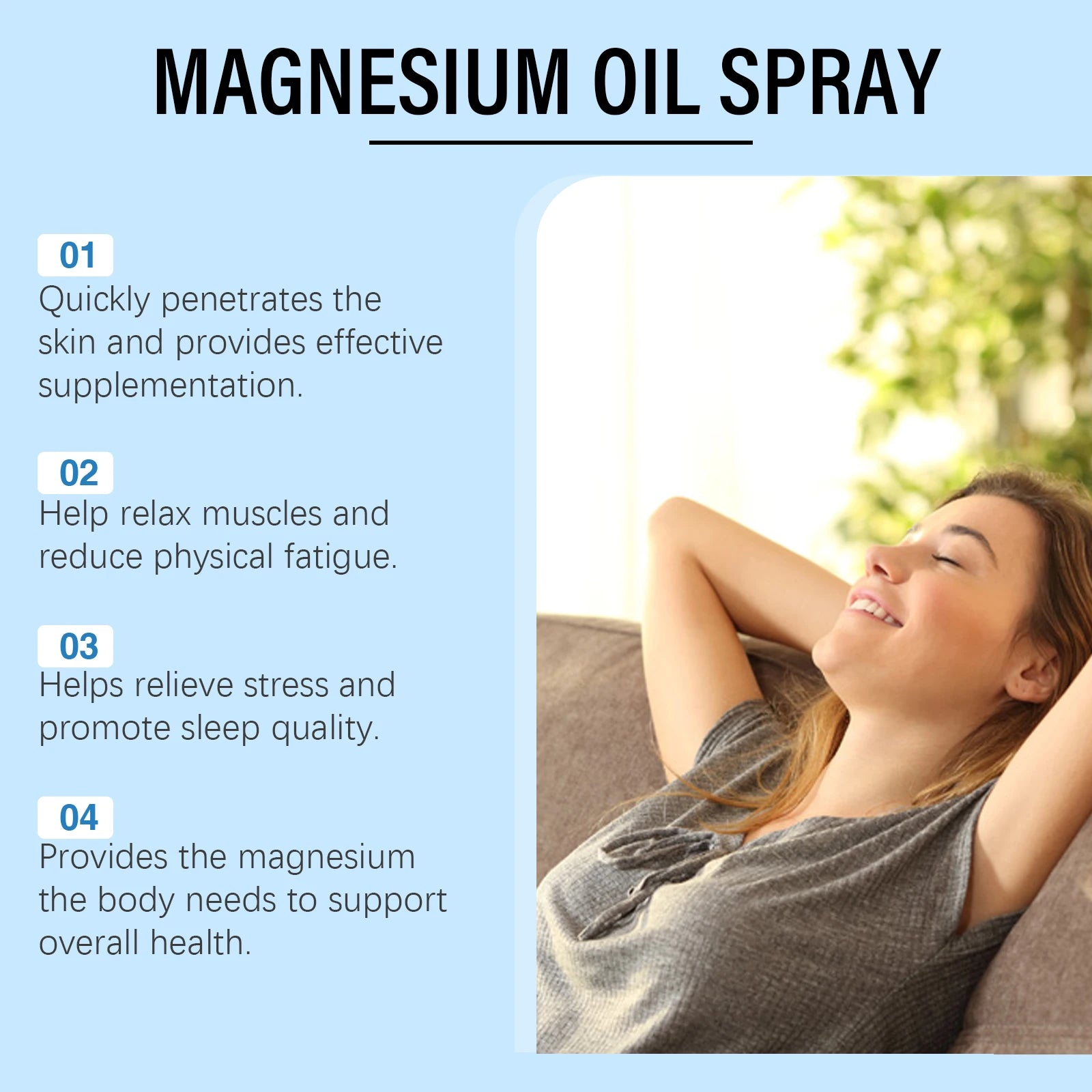 Essential Oil Magnesium Spray Relieves Muscle Body Pain Smoothes Softens Skin Magnesium Oil Spray Relaxation Better Sleep Care Oasis Select