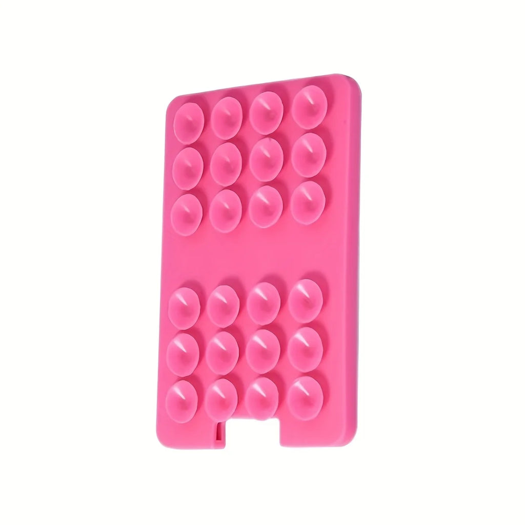 1pc Silicone Suction Cup Phone Holder with Card Wallet for Convenient Selfies, Compatible with Android and Iphone Oasis Select Rose red