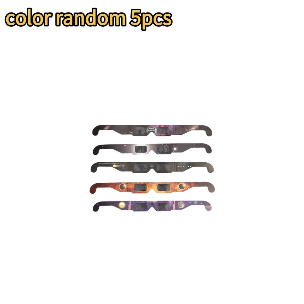 5/20pcs Paper Solar Eclipse Glasses Anti-uv Viewing Glasses Safe Shades Observation Solar Glasses Protect Eyes Random Color Oasis Select random 5pcs
