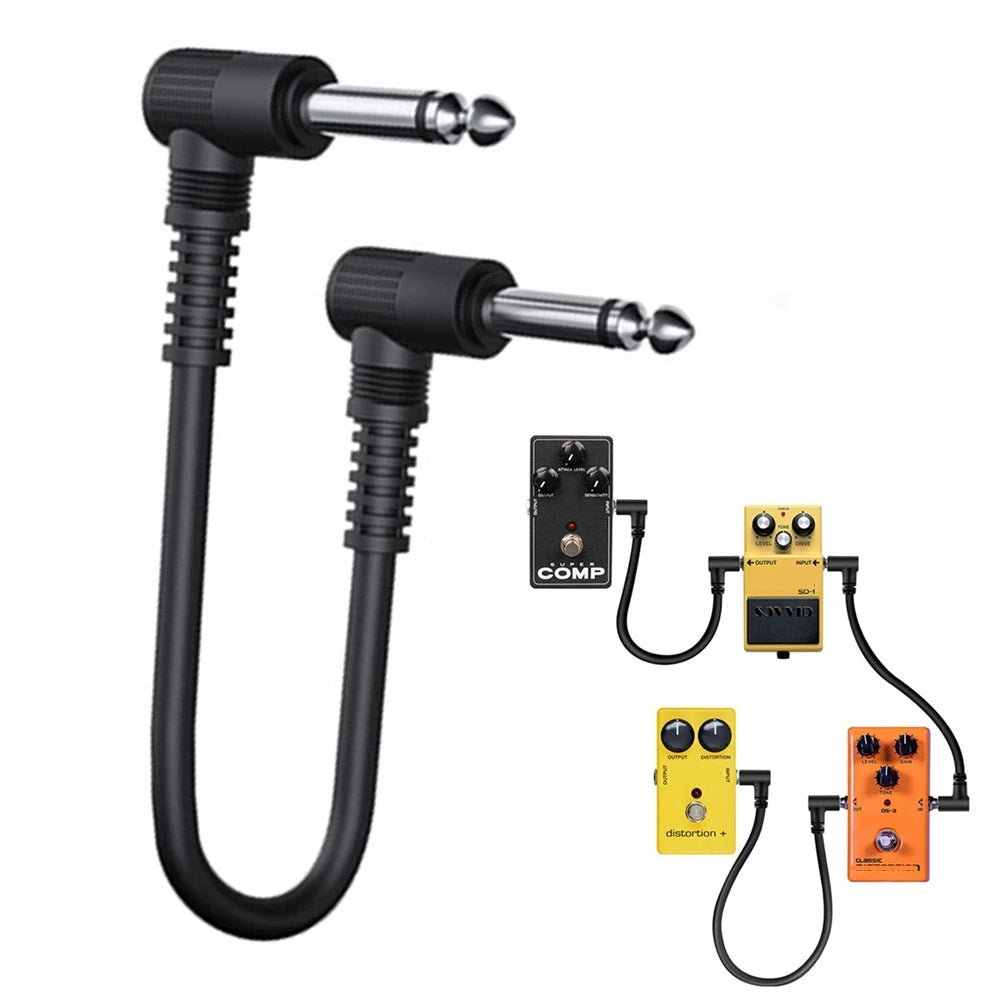 15cm 6.35mm Guitar Effects Pedal Cable Connector 1/4in Plug Wire Right Angle Oasis Select