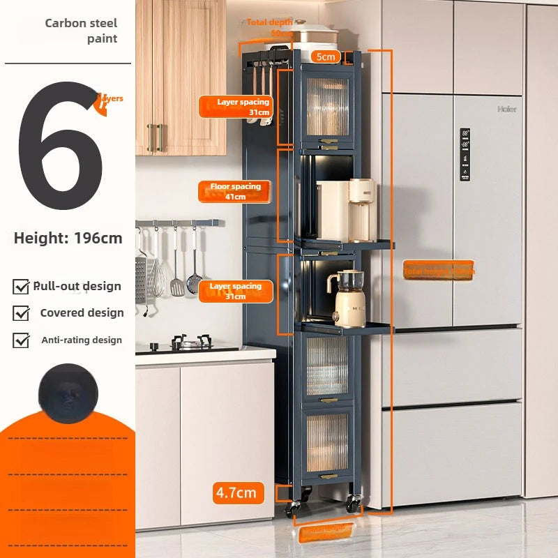 Drawable Kitchen Crevice Storage Cabinet Multi-layer Ultra Narrow
