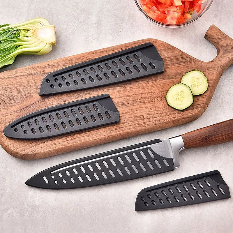Kitchen Knife Sheath Black Plastic Knife Covers Knife Blade Protector Cover Edge Guards Case Kitchen Accessories 3.5-8 Inches Oasis Select