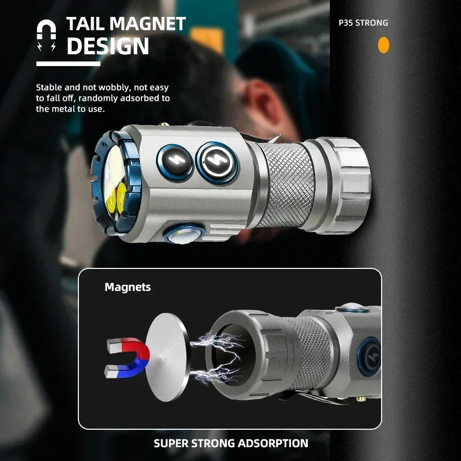 Strong LED Long Range Flashlight Portable Outdoor Camping Multi Functional Side Lights Super Bright Clip Cap Small Flashlight Oasis Select