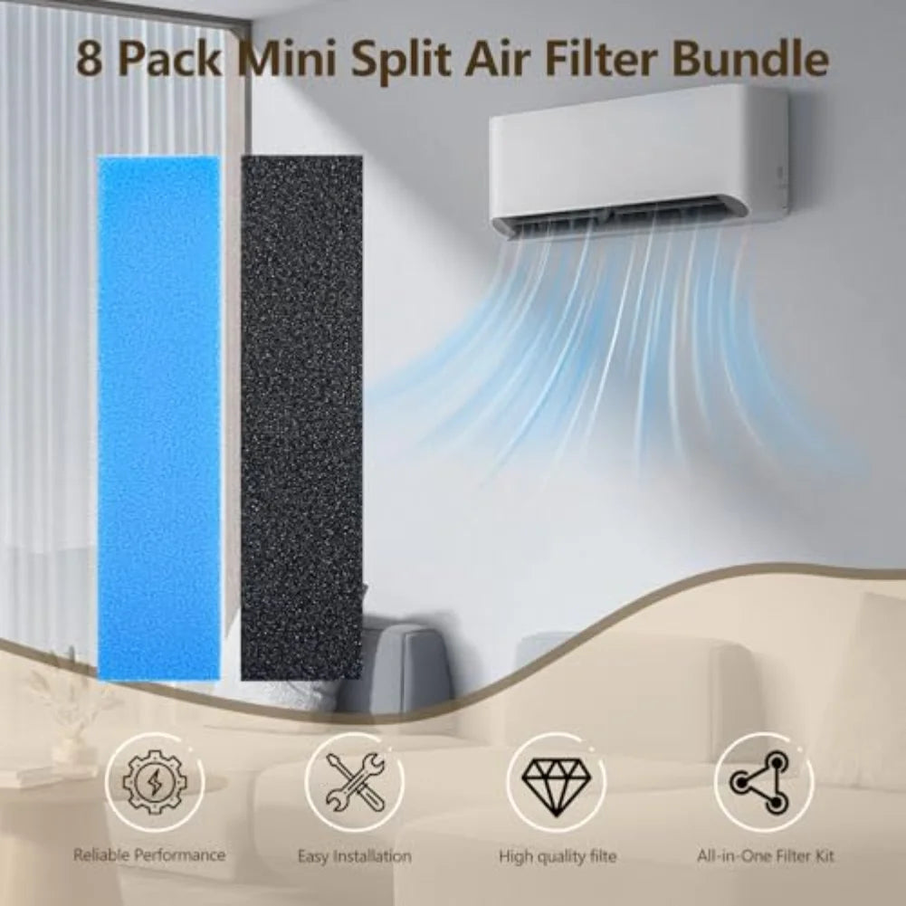 8PCS Replacement Split Air Filter For Mitsubishi Electric MAC-2300FT-E MAC-3000FT-E Air Conditioner Replacement Filters ﻿ Oasis Select