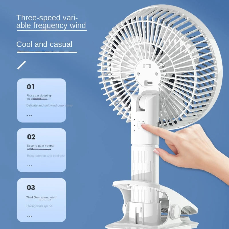 Portable Clip Fan USB Rechargeable 3-gears Wireless Electric Handheld Fan Clip Circulator Cooling Fan For Camping Desktop Office Oasis Select
