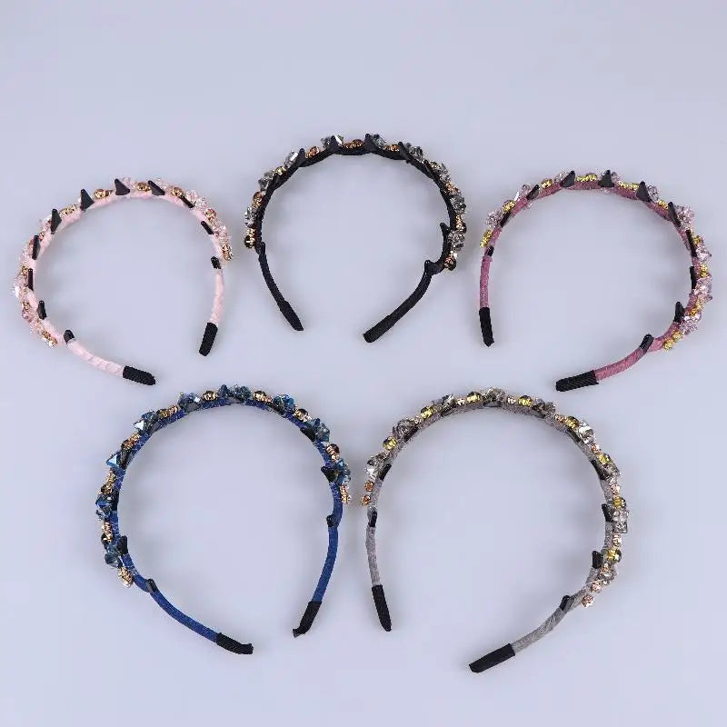 Korean Crystal Rhinestone Teeth Hair Hoop Non Slip Headband Luxury Fashion Shiny Headband For Women Hair Accessories Gifts Oasis Select