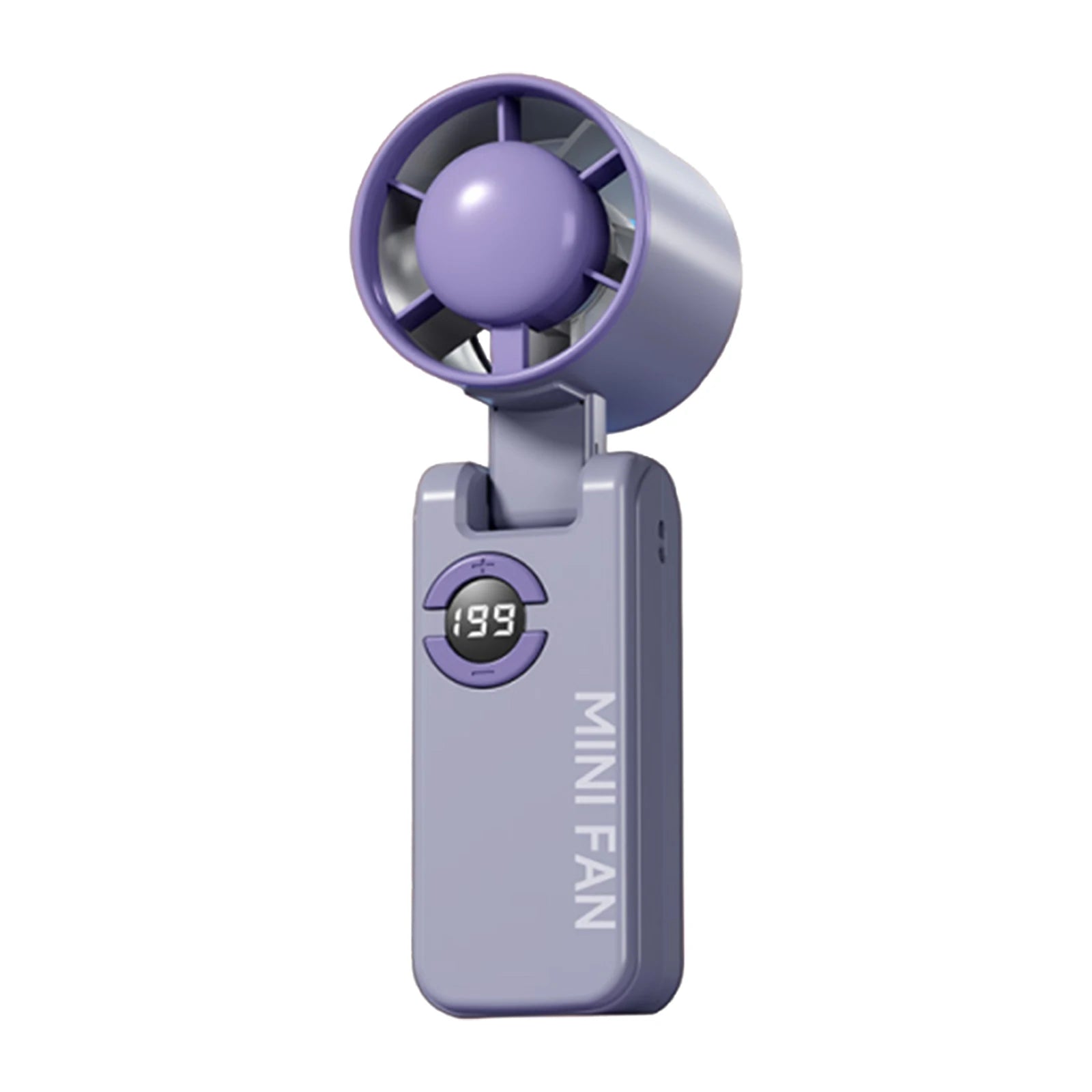 Portable Electric Fan Digital Display Foldable Silent Fans 199 Speed Adjustable Powerful Air Blower for Outdoor Travel Commute Oasis Select PURPLE China Mainland