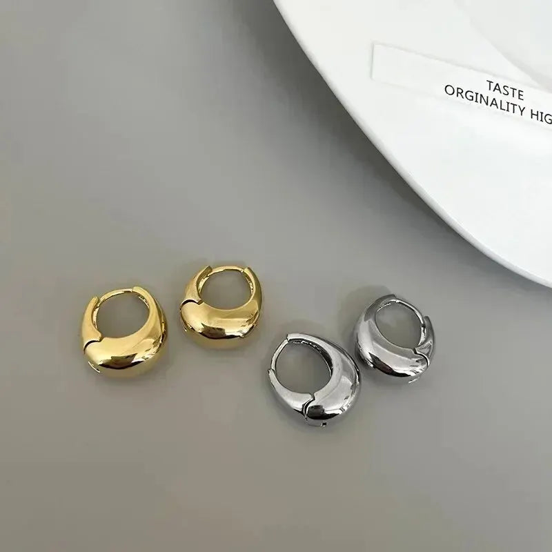 925 Sterling Silver Korean Geometric Hoop Earrings – Women Hoop Earrings Oasis Select