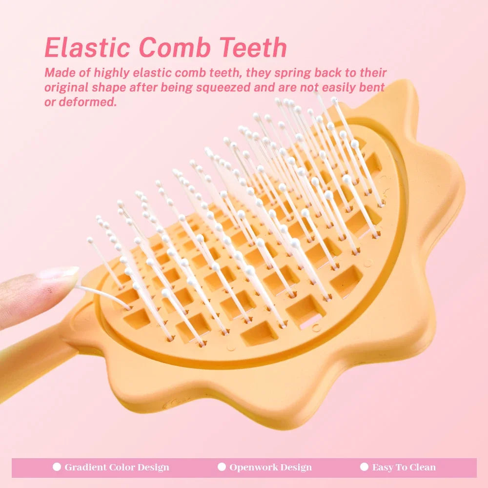 Gradient Sunflower Hairbrush | Detangling Scalp Massage Comb Scalp Massage Hairbrush Oasis Select
