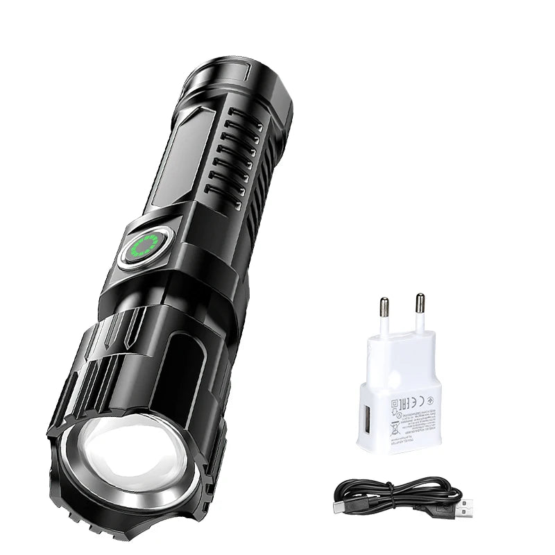 Rechargeable Zoomable LED Flashlight – Waterproof Tactical Torch
