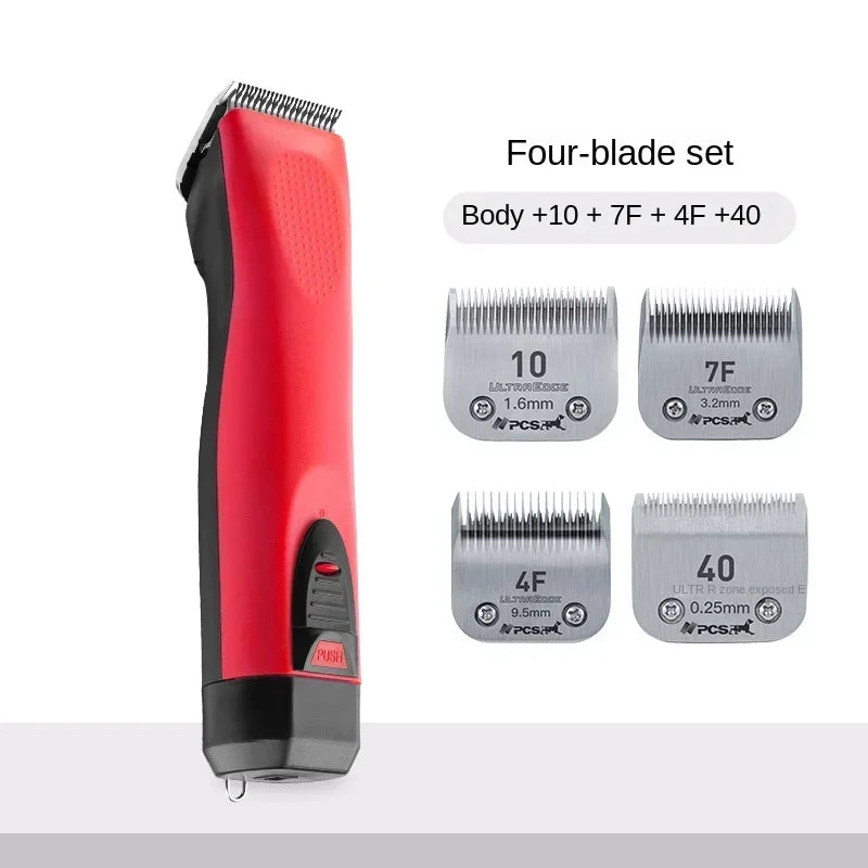 Professional Shaver Pet Electric Clipper Dog Electric Clipper Plug-in Dual-use Cat Teddy Shaver Electric Pusher CP-9060 Set Oasis Select red As picture 6 AU plug