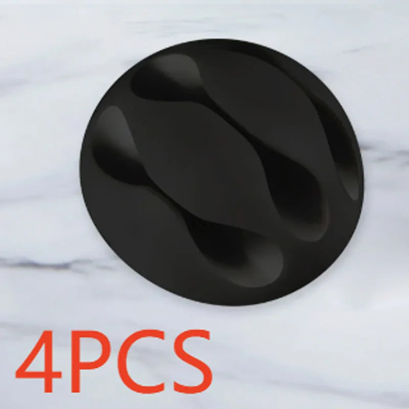 Simple 3-slot charging cable clip 4Pcs/10PCS/20PCS desktop cable wrapper, self-adhesive USB cable clip, mouse cable organizer Oasis Select 4pcs Black