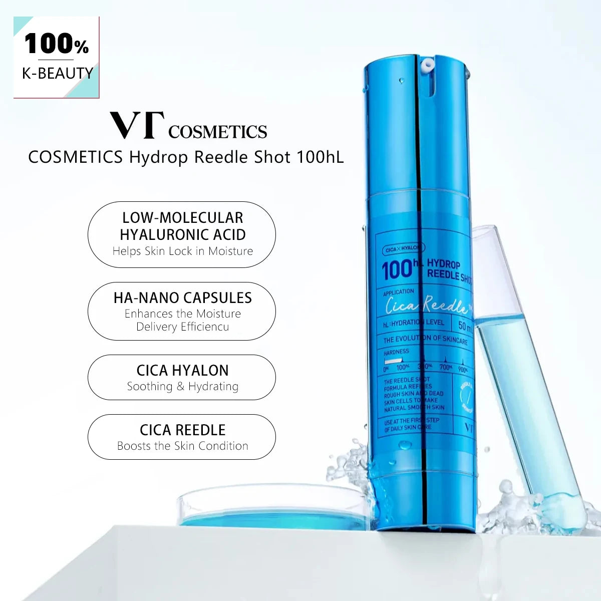 VT COSMETICS Hydrop Reedle Shot 100hL Translucent Hydrating Pore Oasis Select
