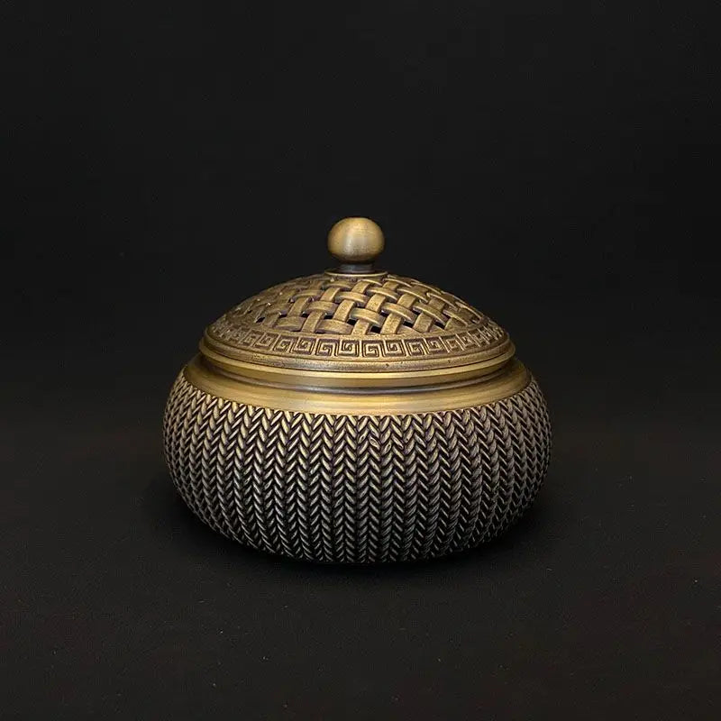 Brass Wheat Ear Stove Incense Burner Household Indoor Sandalwood Stove Decorative Metal Hollow Cover Stove Oasis Select