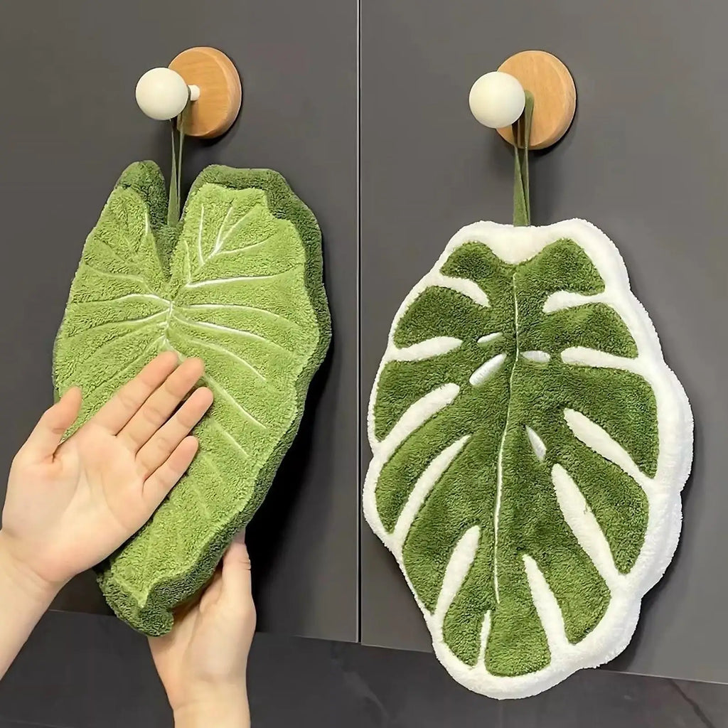 Leaves Hand Towels Absorbent Kitchen Handkerchief Bathroom Hands Towel Wall Hanging Kitchen Towels Kitchen Accessories Decor Oasis Select