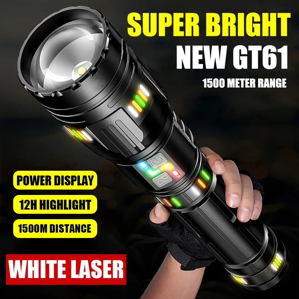 New upgrade GT61 High Power Led Flashlights Super Bright Spotlight Tactical flashlight Zoomable Outdoor Emergency Camping Torch Oasis Select
