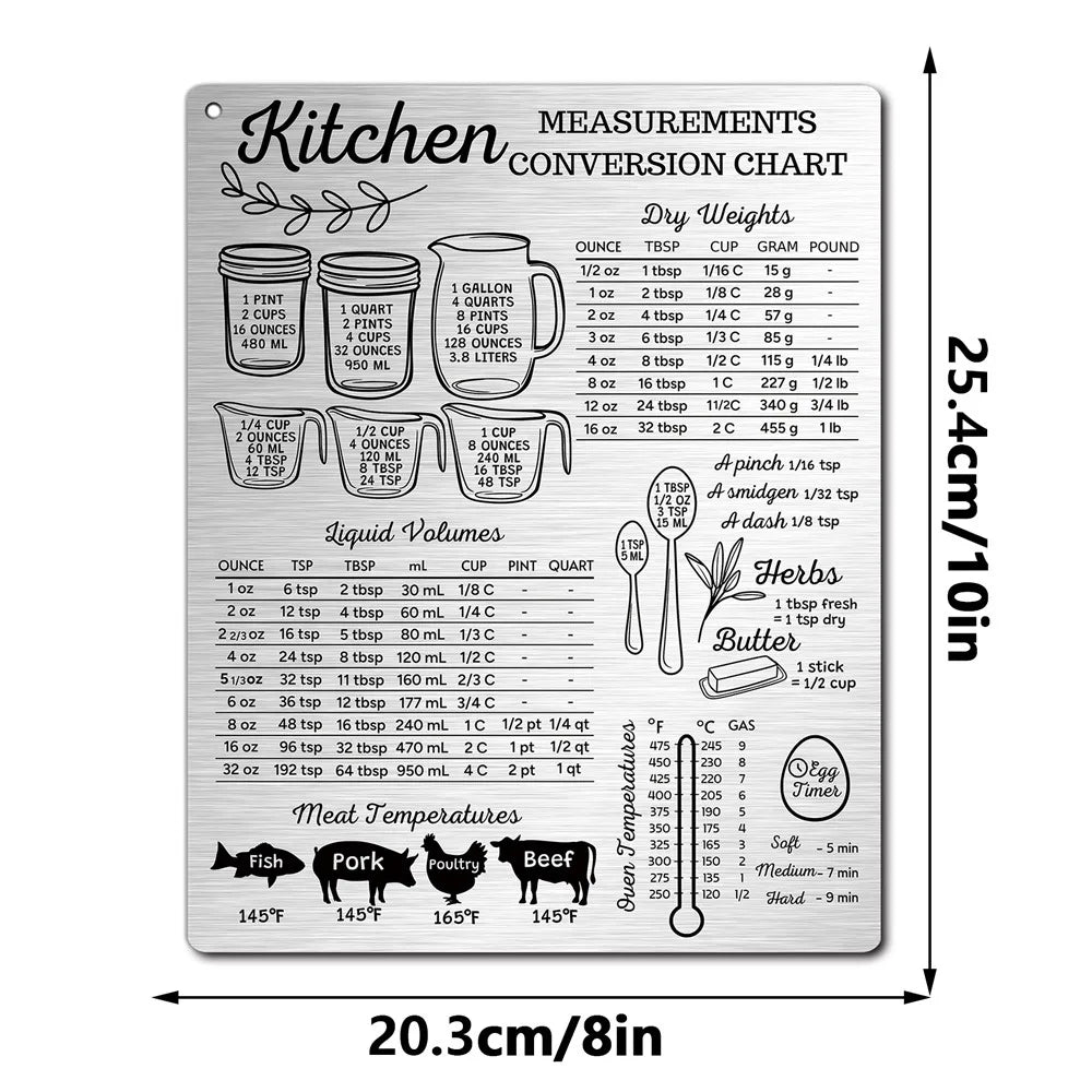 Kitchen Conversion Magnetic Sticker Fridge Mounted Measuring Guide Metal Kitchen Helper for Daily Cooking Use Oasis Select JSTY490