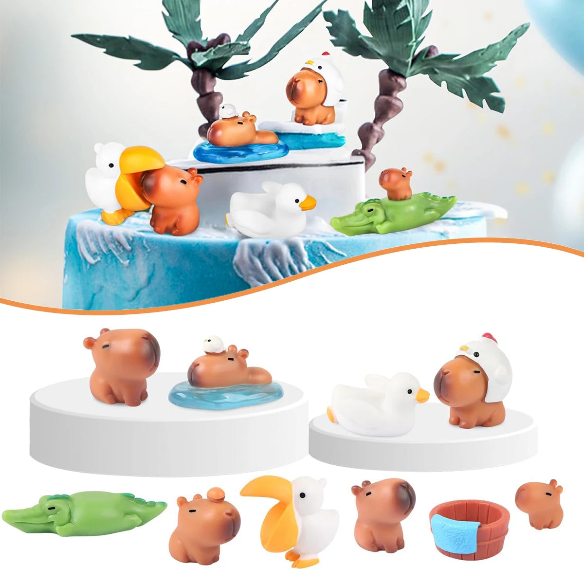 12/18 PCS Capybara Cake Topper Kawaii Car Dashboard Ornament Desk Decor Calming Animal Figurine for Console Shelf Office Oasis Select