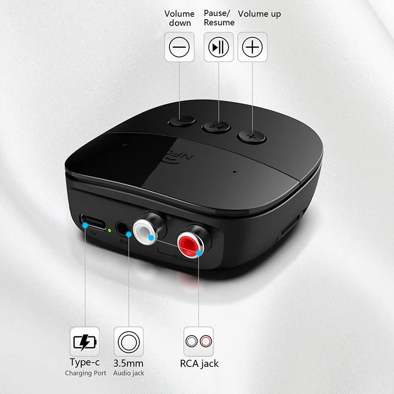 Bluetooth 5.2 Audio Receiver RCA 3.5mm AUX USB Stereo NFC Wireless Adapter U-Disk/TF Card With Mic For Car Kit Speaker Amplifier Oasis Select