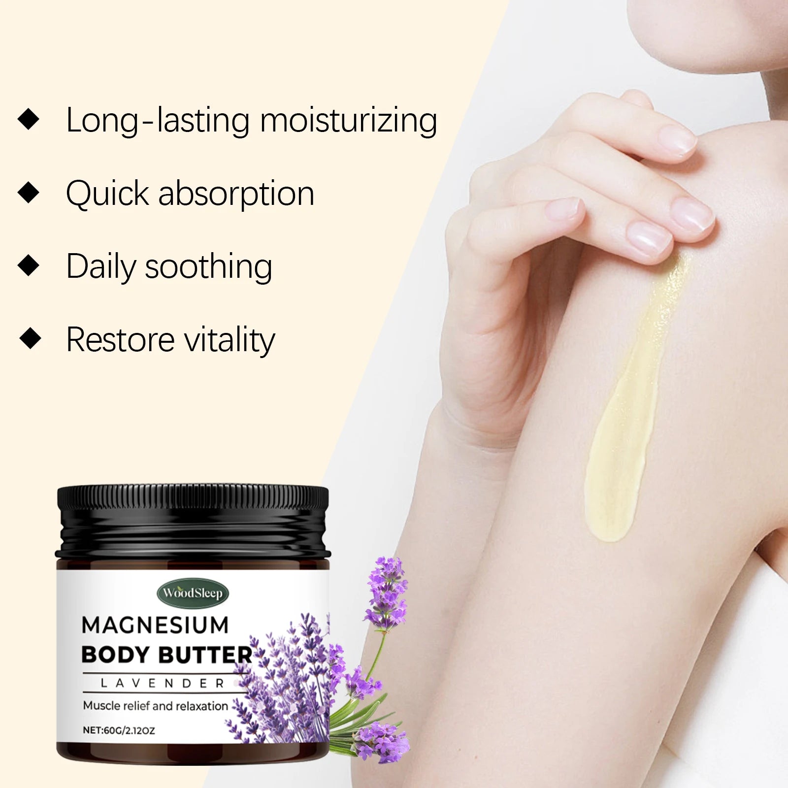 WOODSLEEP Magnesium Body Cream with Lavender – Muscle Relief Magnesium Body Cream Oasis Select